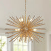 Gold 12-Light Mid-Century Modern Starburst Chandelier with Adjustable ...