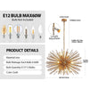 Gold 12-Light Mid-Century Modern Starburst Chandelier with Adjustable ...