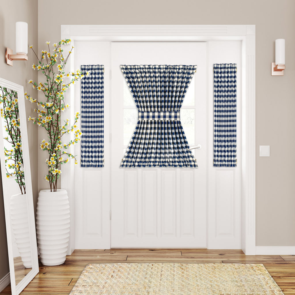 Buffalo Check Rod Pocket Door Panel and Tieback - 25x40 - Navy