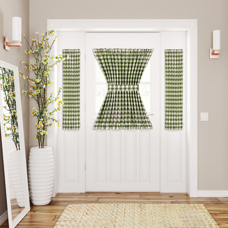 Buffalo Check Rod Pocket Door Panel and Tieback - 25x40 - Sage
