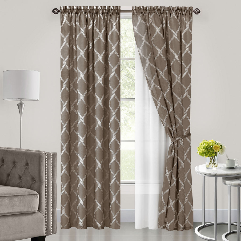 Bombay Double Layered Rod Pocket Window Curtain Panel - 52x84 - Brown