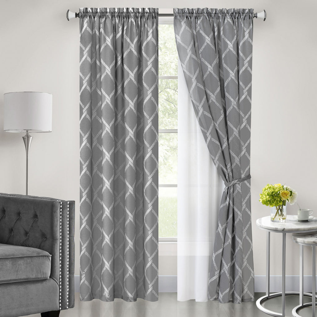 Bombay Double Layered Rod Pocket Window Curtain Panel - 52x63 - Grey