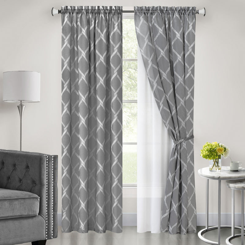 Bombay Double Layered Rod Pocket Window Curtain Panel - 52x84 - Grey