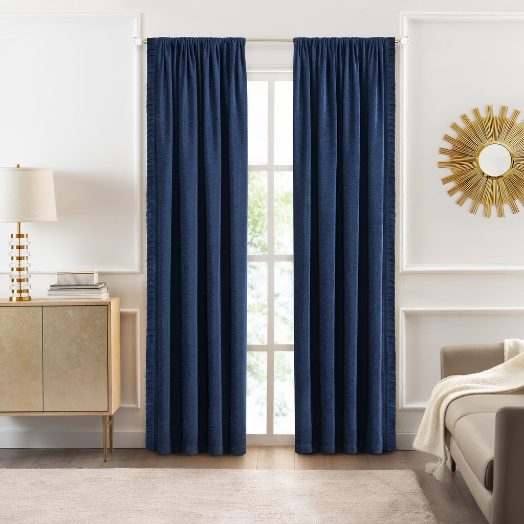 Bordeaux Rod Pocket Window Curtain Panel - 52x84 - Navy