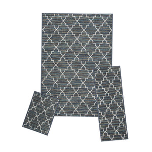 Capri 3 Piece Rug Set - Crosshatch Blue Grey