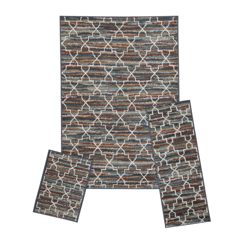 Capri 3 Piece Rug Set - Crosshatch Spice Grey