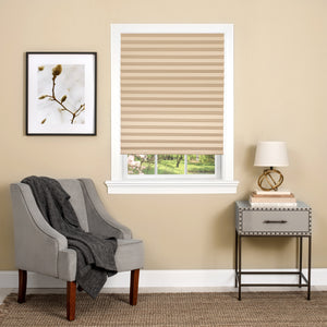 Cordless 1-2-3 Vinyl Room Darkening Pleated Window Shade - 36x75 - Latte