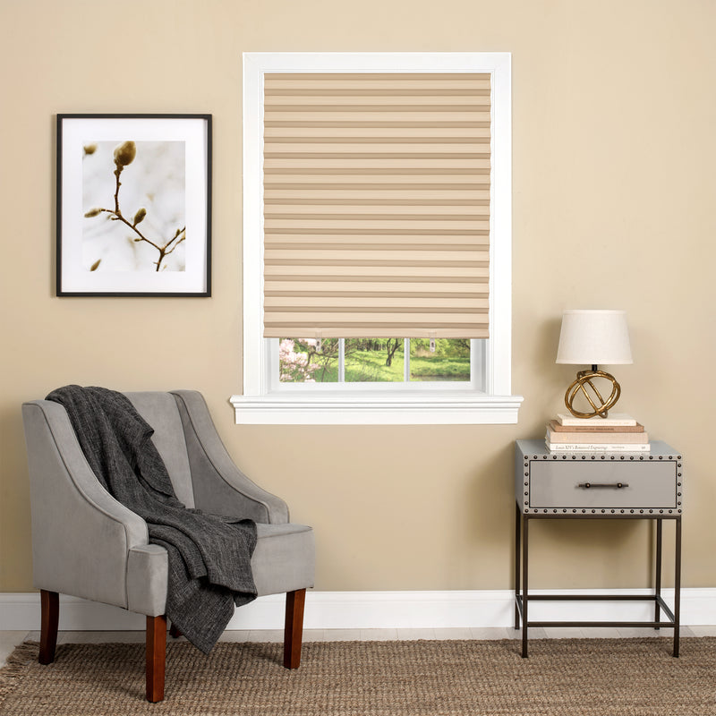 Cordless 1-2-3 Vinyl Room Darkening Pleated Window Shade - 48x75 - Latte