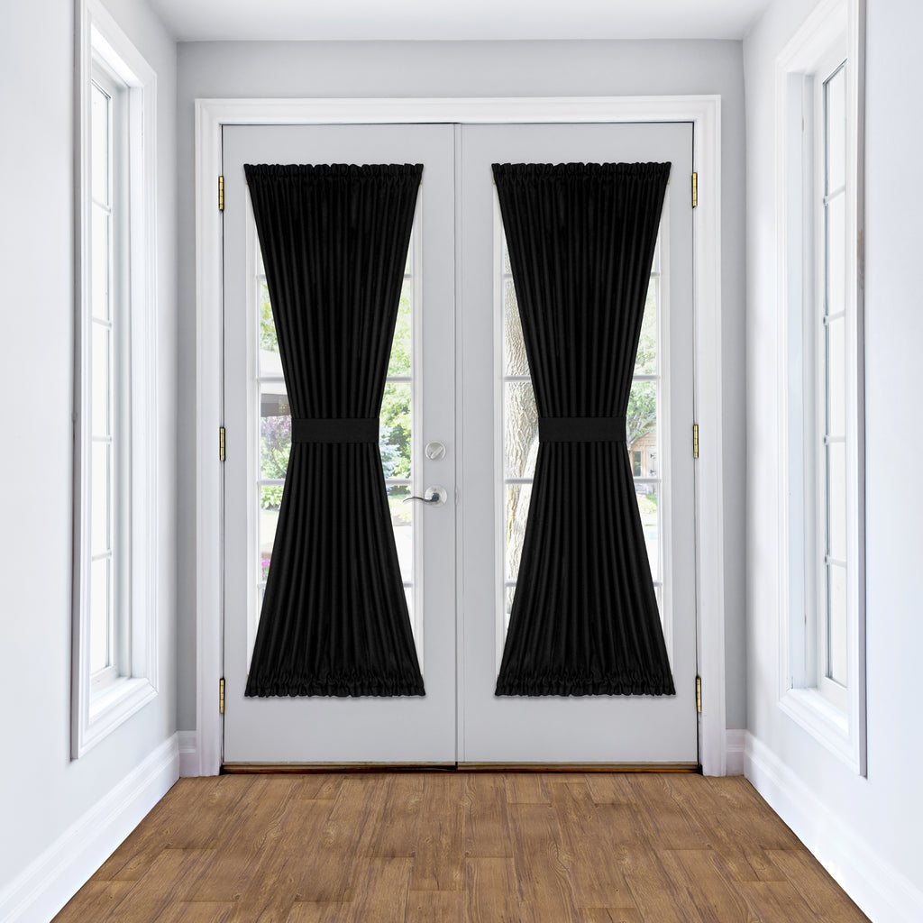 Darcy Rod Pocket Door Panel with Tieback - 54x72 - Black