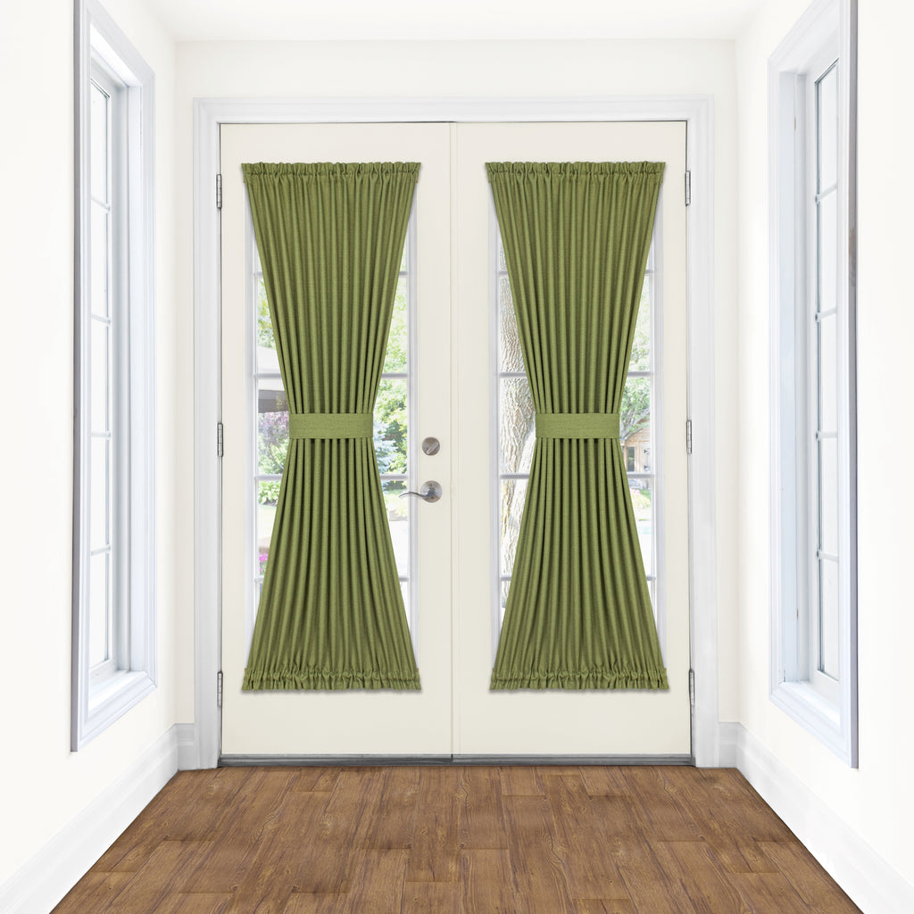 Darcy Rod Pocket Door Panel with Tieback - 54x72 - Green