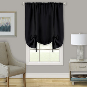 Darcy Window Curtain Tie Up Shade - 58x63 - Black