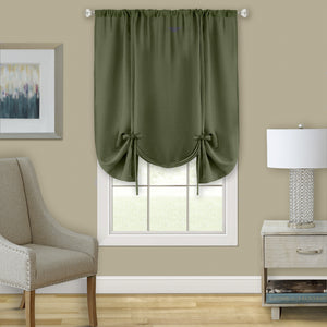 Darcy Window Curtain Tie Up Shade - 58x63 - Green