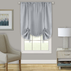 Darcy Window Curtain Tie Up Shade - 58x63 - Grey