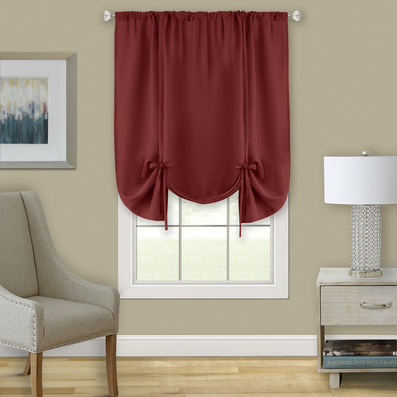 Darcy Window Curtain Tie Up Shade - 58x63 - Marsala