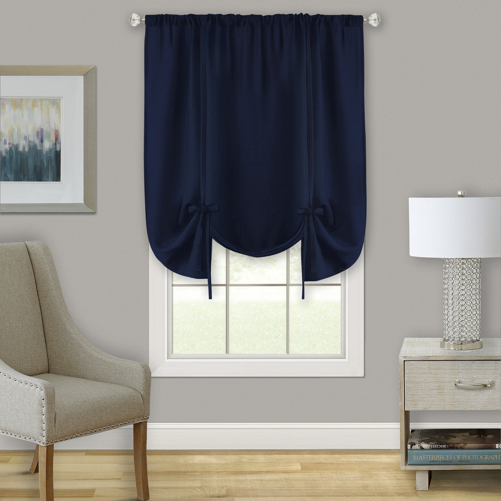 Darcy Window Curtain Tie Up Shade - 58x63 - Navy