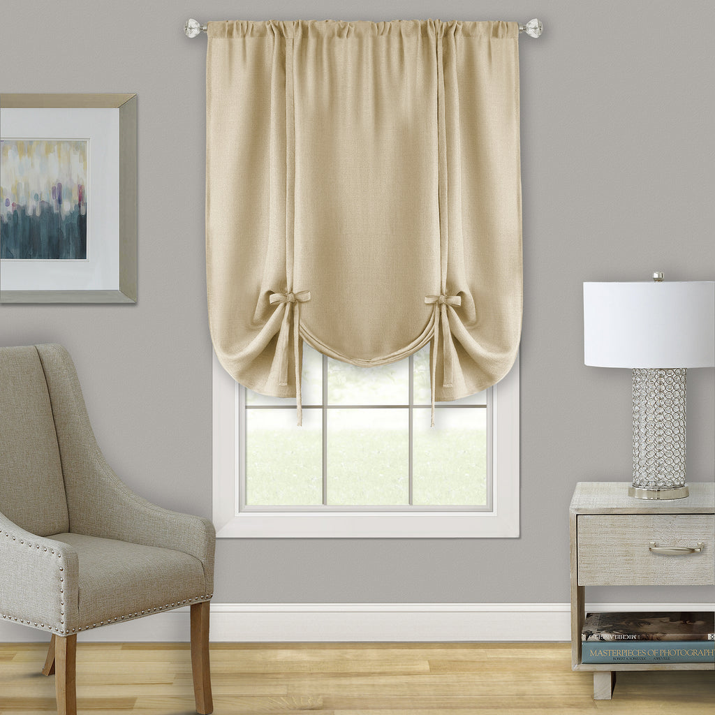 Darcy Window Curtain Tie Up Shade - 58x63 - Tan