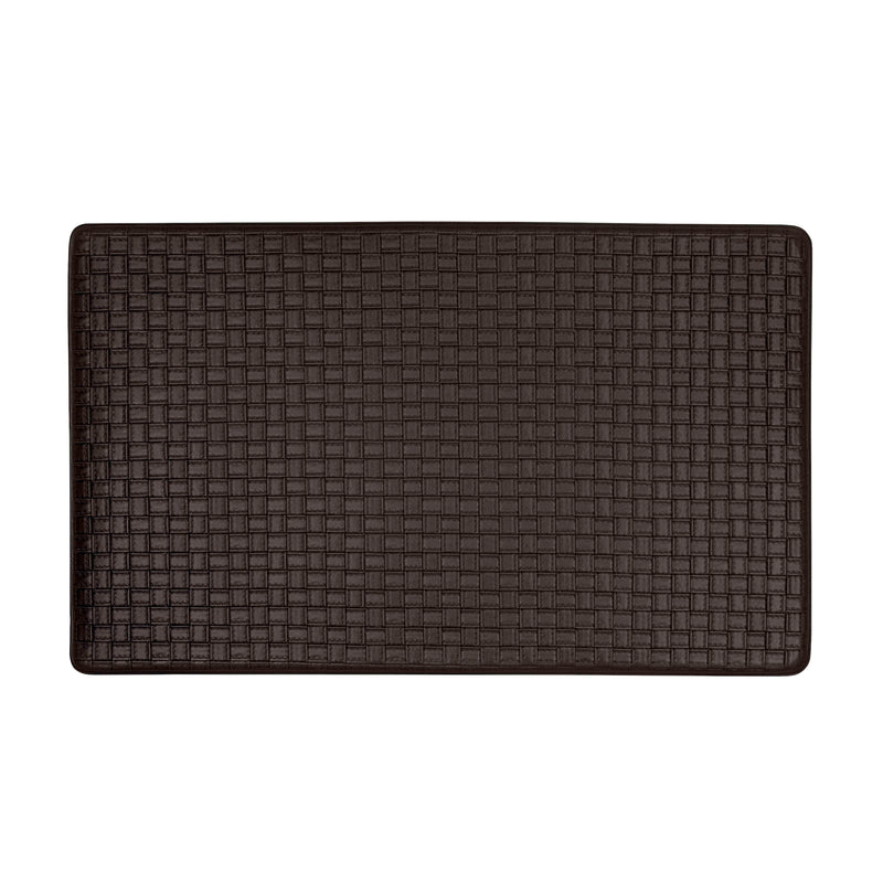 Woven-Embossed Faux-Leather Anti-Fatigue Mat - 18x30 - Black