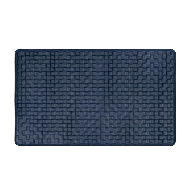 Woven-Embossed Faux-Leather Anti-Fatigue Mat - 18x30 - Navy