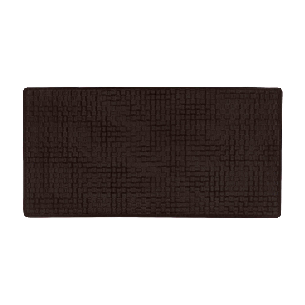 Woven-Embossed Faux-Leather Anti-Fatigue Mat - 20x39 - Black