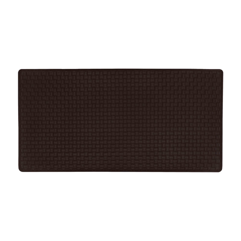 Woven-Embossed Faux-Leather Anti-Fatigue Mat - 20x39 - Black