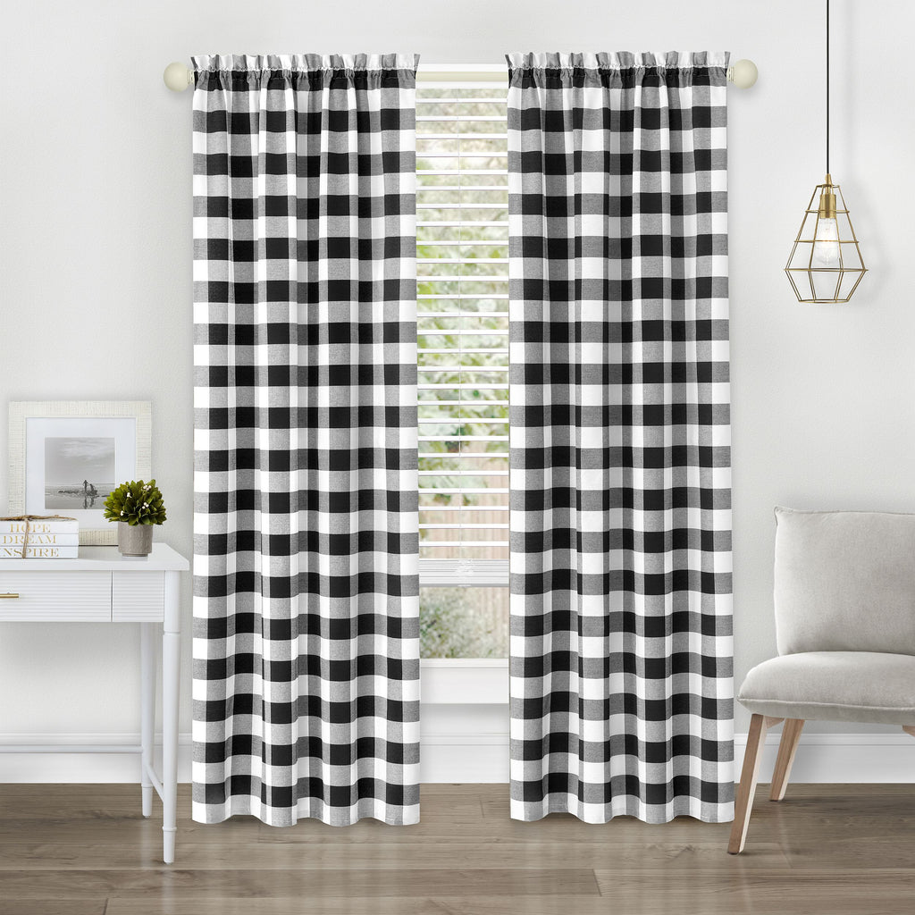 Hunter Rod Pocket Window Curtain Panel - 42x84 - Black