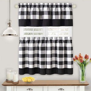 Hunter Window Curtain Tier Pair and Valance Set - 57x24 - Black