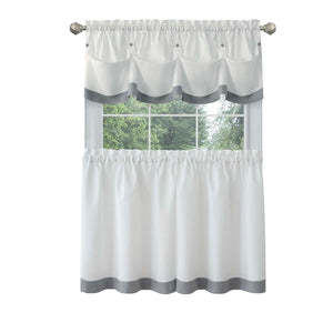 Lana Window Curtain Tier Pair and Valance Set - 58x24 - Grey