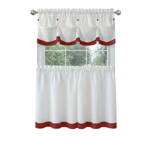 Lana Window Curtain Tier Pair and Valance Set - 58x24 - Lava