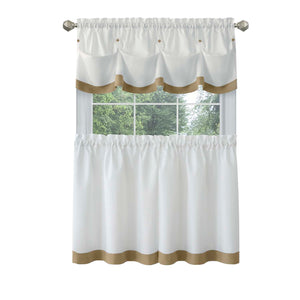 Lana Window Curtain Tier Pair and Valance Set - 58x24 - Tan