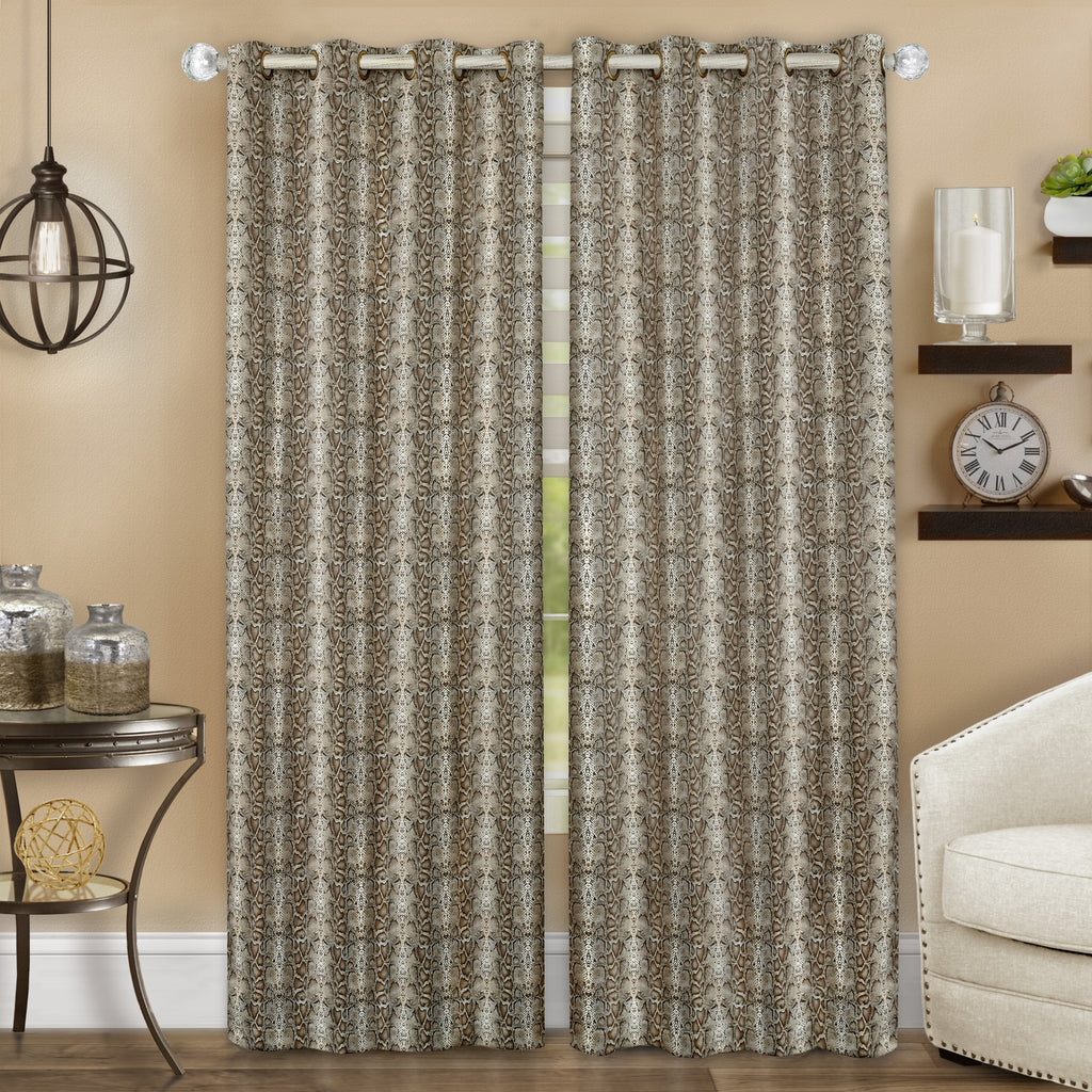 Python Grommet Window Curtain Panel - 52x63 - Brown/Gold