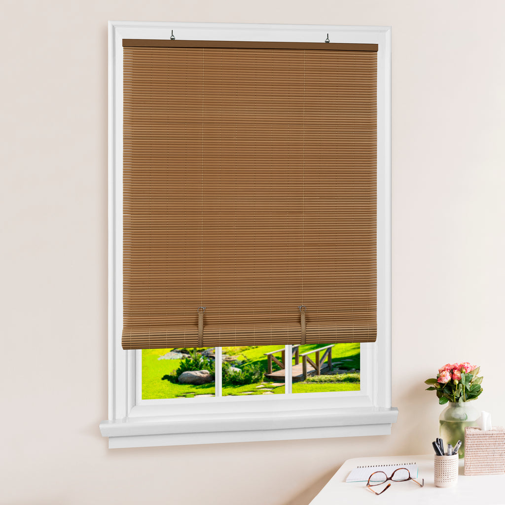 Cordless Solstice Vinyl Roll-Up Blind - 30x72 - Woodtone