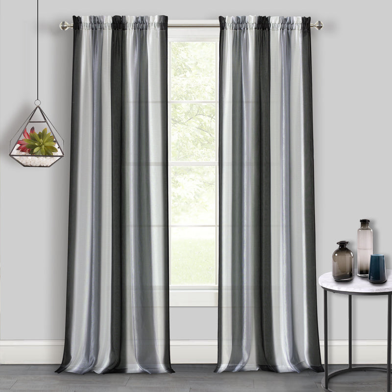 Spectrum Rod Pocket Window Curtain Panel - 50x63 - Black/Silver