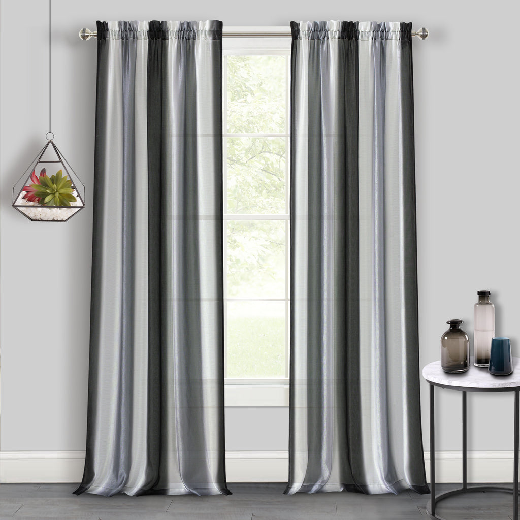 Spectrum Rod Pocket Window Curtain Panel - 50x84 - Black/Silver