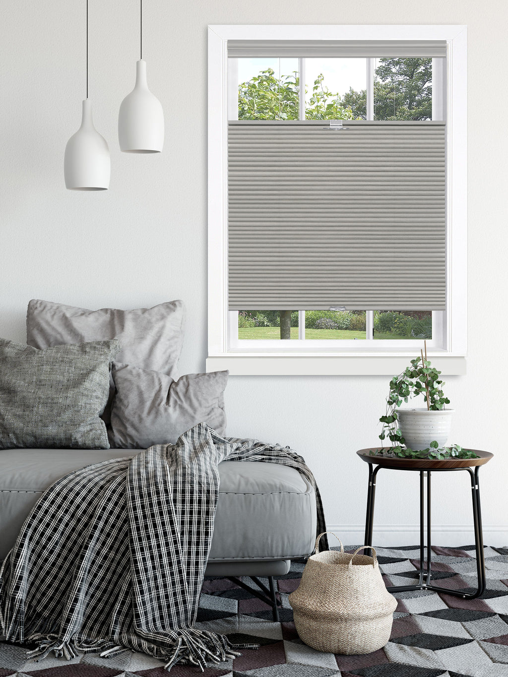 Top Down-Bottom Up Cordless Honeycomb Cellular Shade - 35x64 - Dove Grey