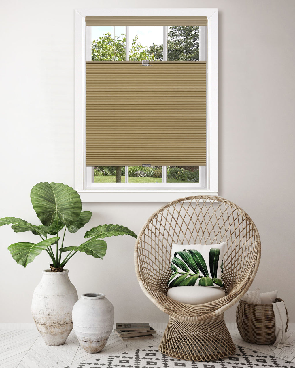 Top Down-Bottom Up Cordless Honeycomb Cellular Shade - 29x64 - Wheat