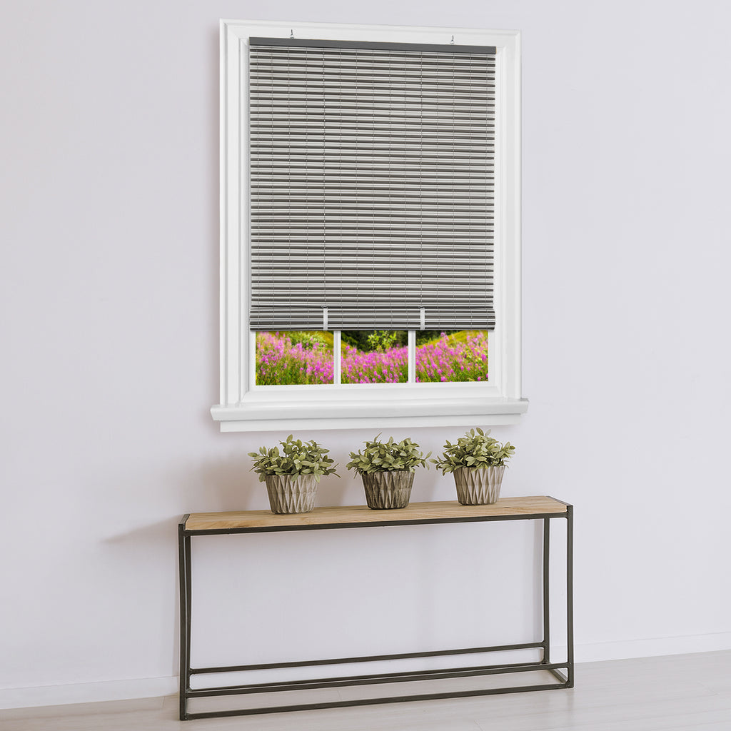 Cordless Veranda Vinyl Roll-Up Blind - 36x72 - Charcoal/Silver