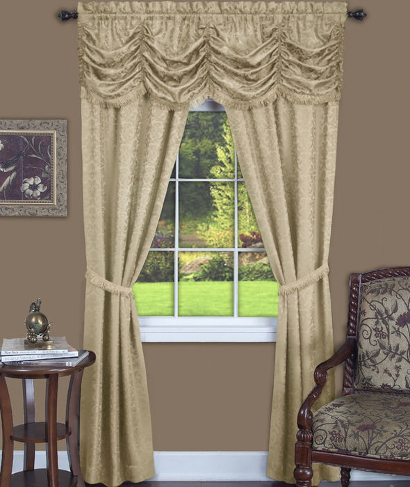 Panache 5 Piece Window Curtain Set - 55x84 - Tan