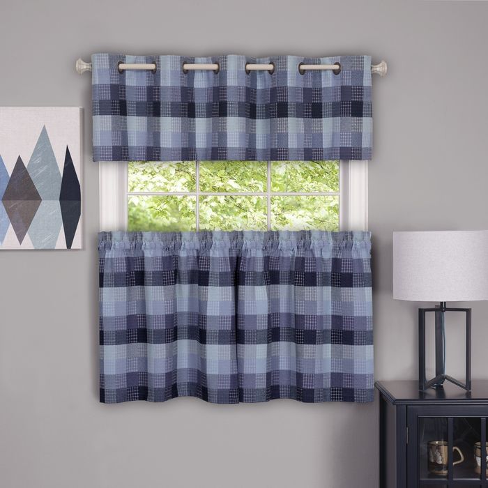 Harvard - Window Curtain Tier Pair - 57x24 Blue