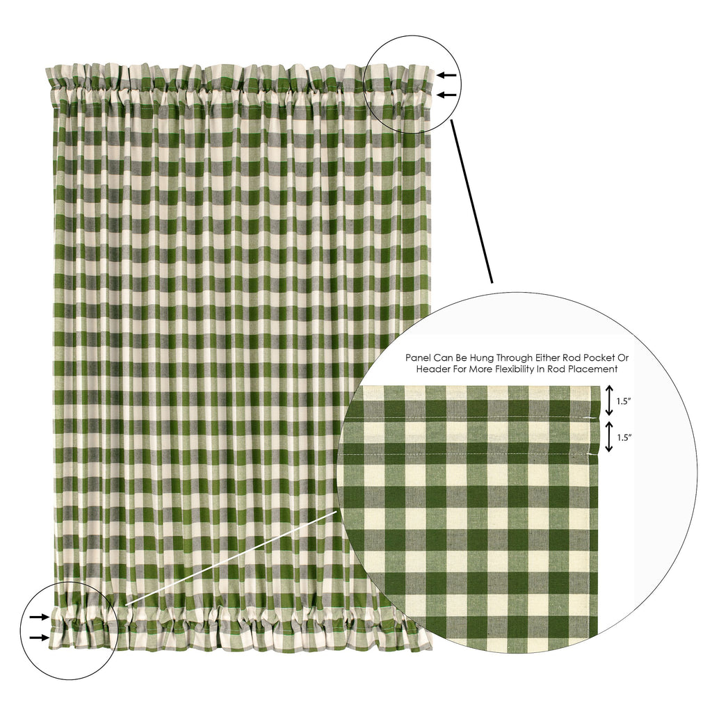 Buffalo Check Rod Pocket Door Panel and Tieback - 54x72 - Sage