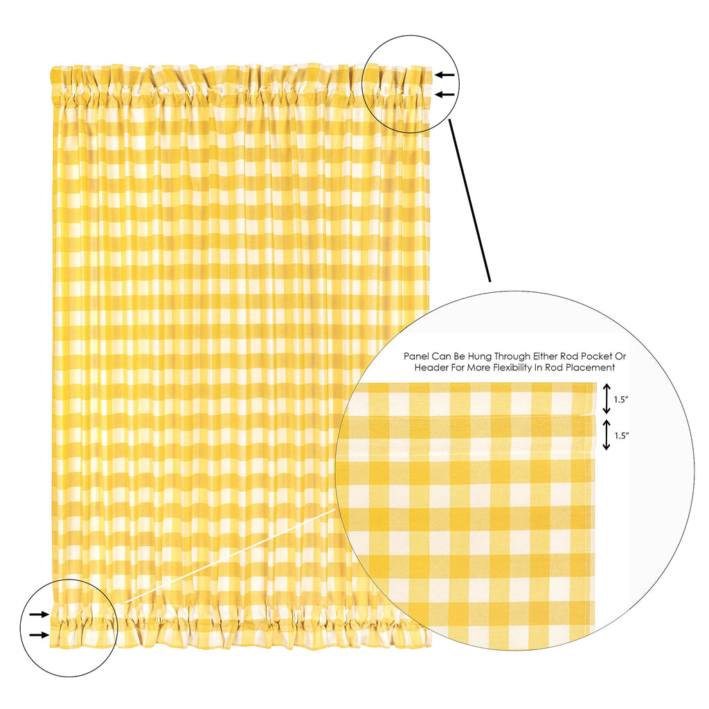 Buffalo Check Rod Pocket Door Panel and Tieback - 54x72 - Yellow