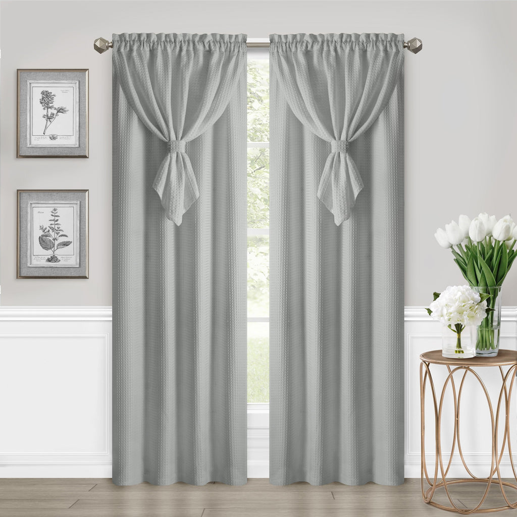 Allegra Window Curtain Panel with Attached Valance - 42x63 - Grey