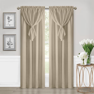 Allegra Window Curtain Panel with Attached Valance - 42x63 - Taupe