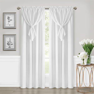 Allegra Window Curtain Panel with Attached Valance - 42x63 - White