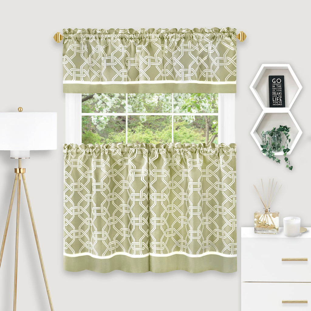 Arlington Curtain Tier and Valance Set - 58x24/58x13 - Green