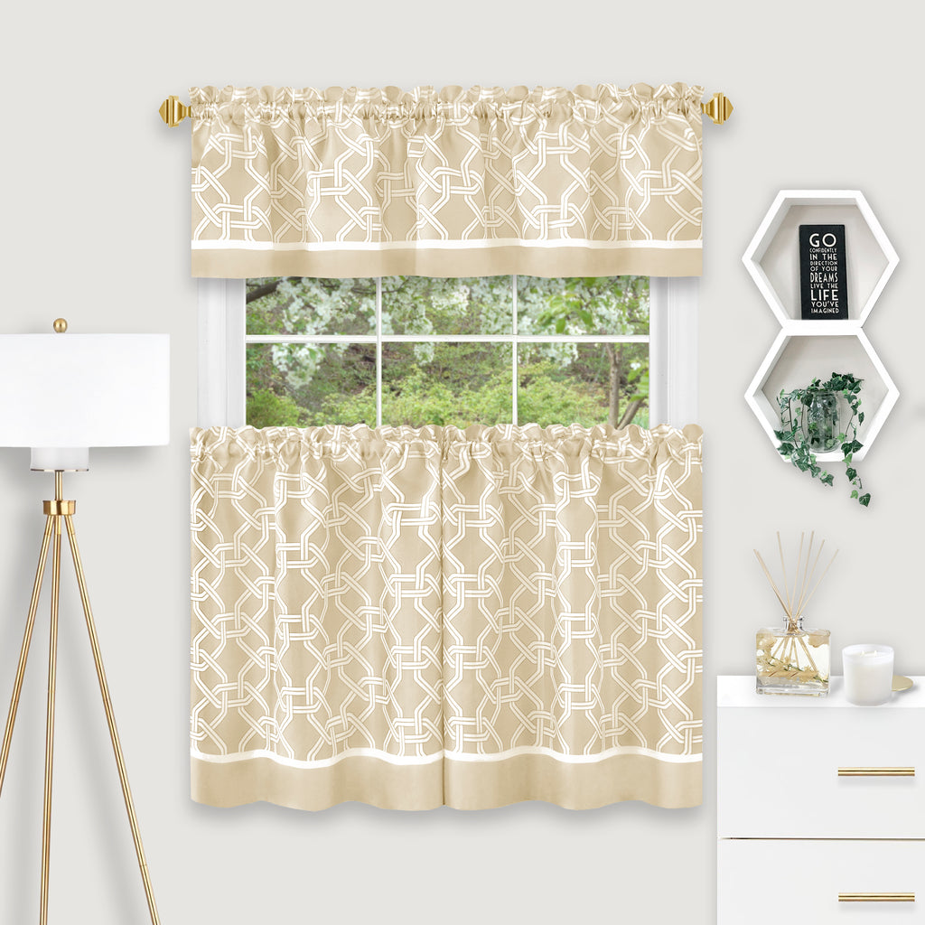 Arlington Curtain Tier and Valance Set - 58x24/58x13 - Tan