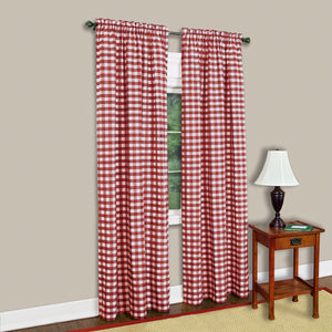 Buffalo Check Window Curtain Panel - 42x63 - Burgundy