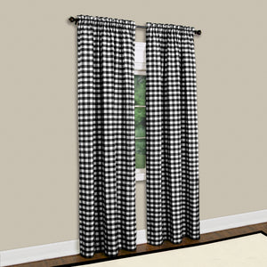 Buffalo Check Window Curtain Panel - 42x63 - Black