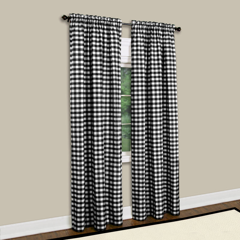 Buffalo Check Window Curtain Panel - 42x63 - Black