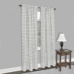 Buffalo Check Window Curtain Panel - 42x63 - Grey