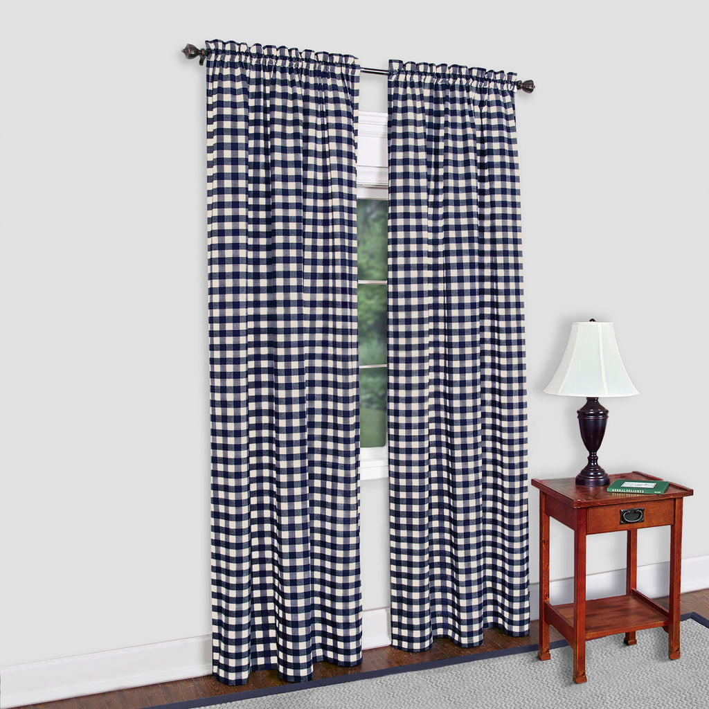 Buffalo Check Window Curtain Panel - 42x84 - Navy